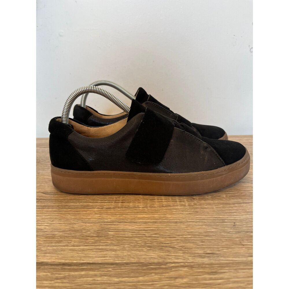 Naturalizer Charlie Womens Shoes Double Strap Black Leather Suede‎ Gum Sz 8.5